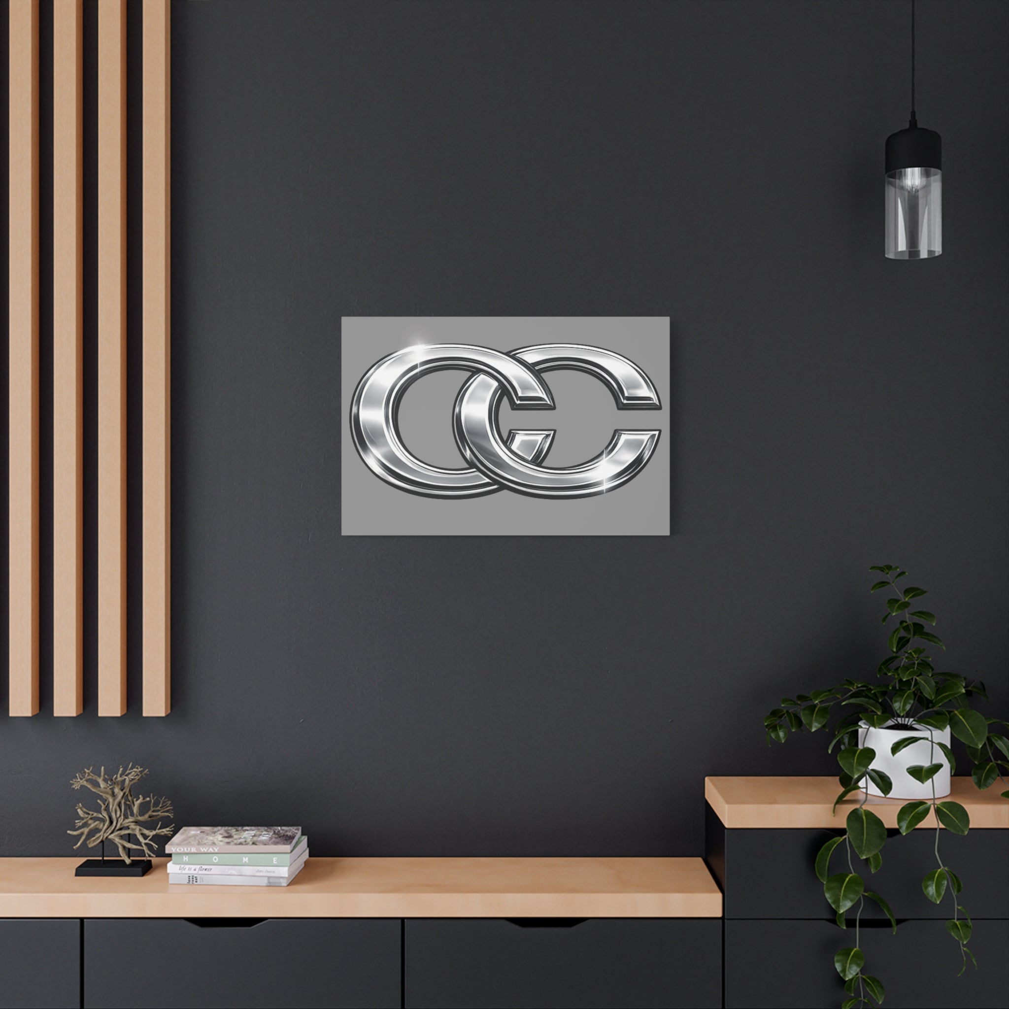 Tableaux sur toile pour l'automobile – Logo chromé mat | Décoration de voiture JDM