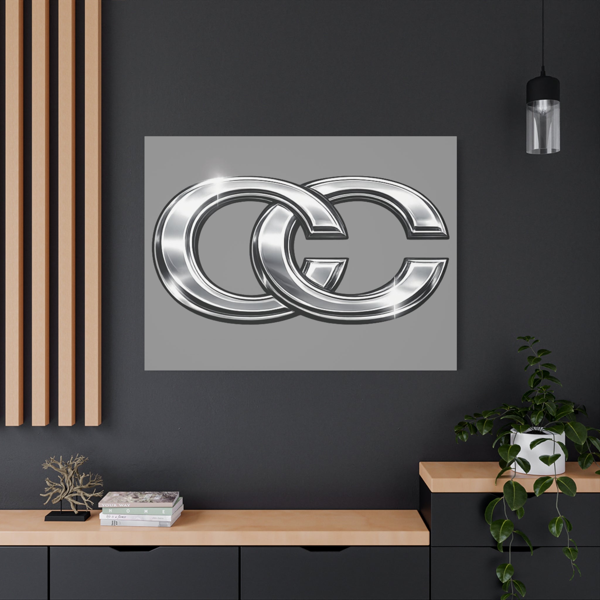 Tableaux sur toile pour l'automobile – Logo chromé mat | Décoration de voiture JDM