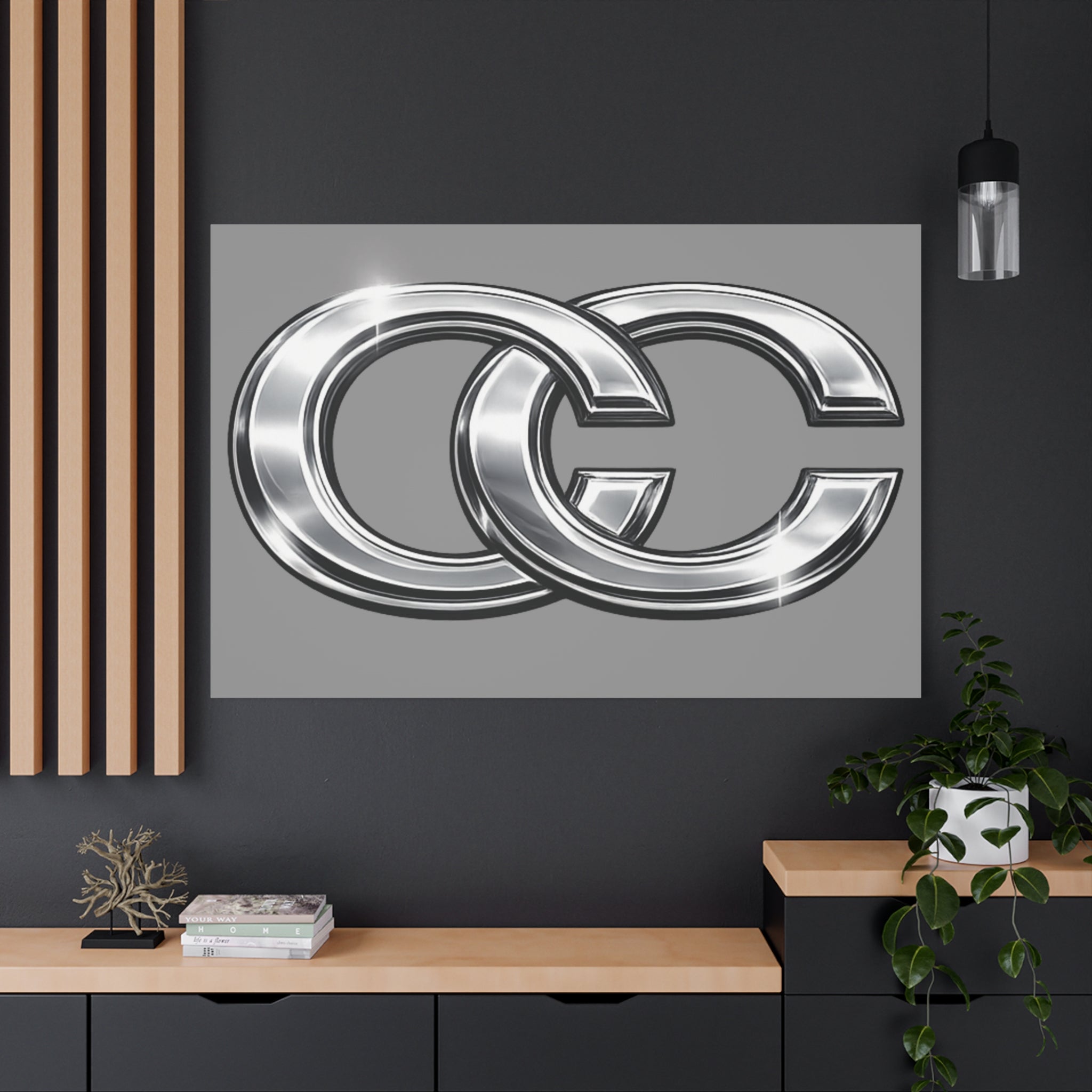Tableaux sur toile pour l'automobile – Logo chromé mat | Décoration de voiture JDM