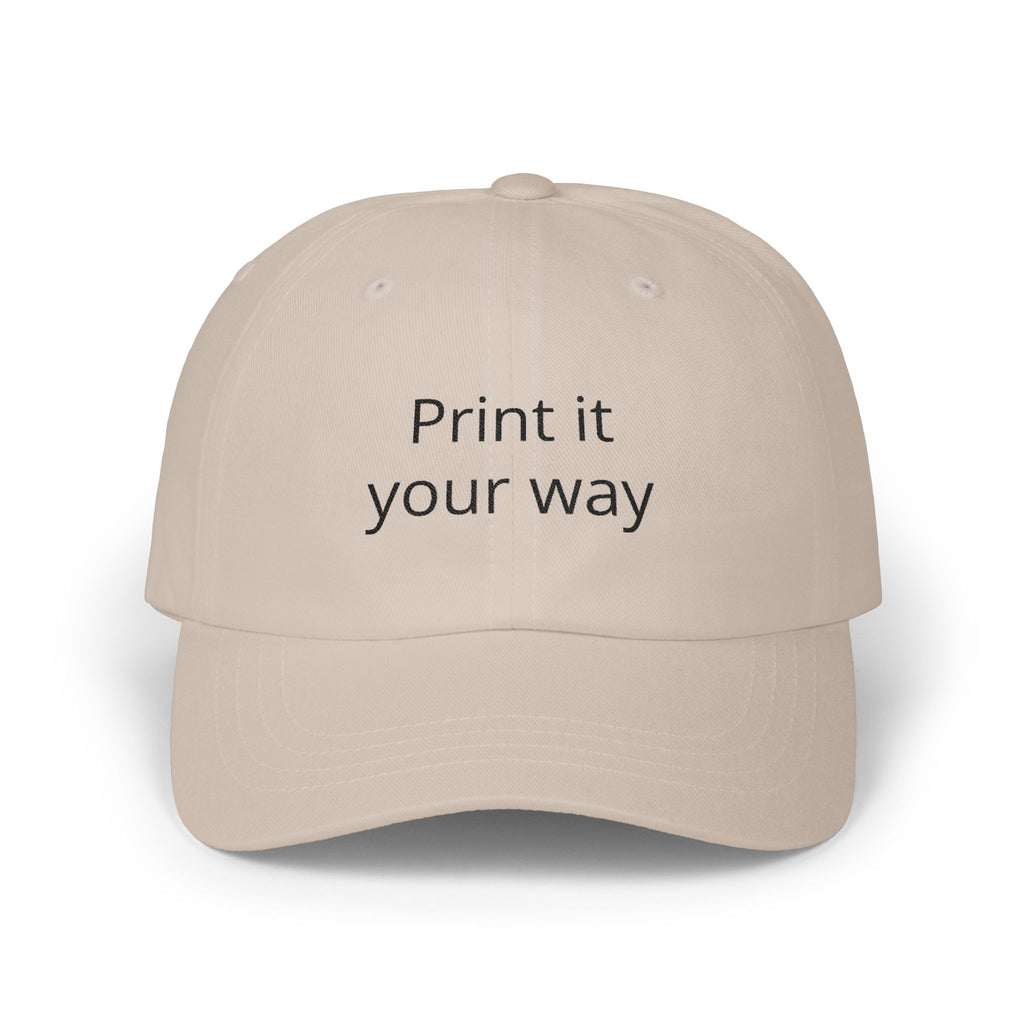 Customizable 'Print It Your Way' Dad Cap – Adjustable White Embroidered Baseball Hat