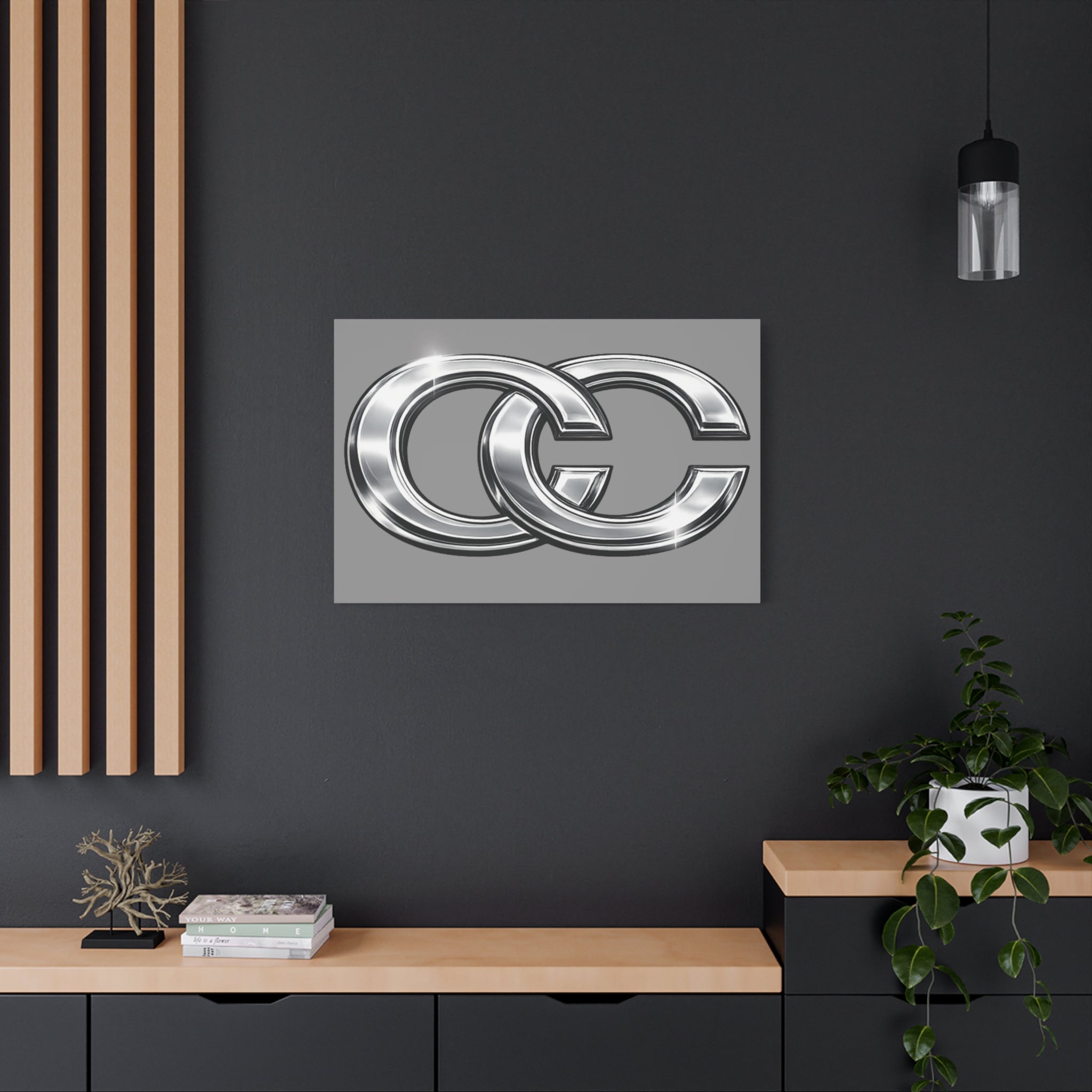 Tableaux sur toile pour l'automobile – Logo chromé mat | Décoration de voiture JDM