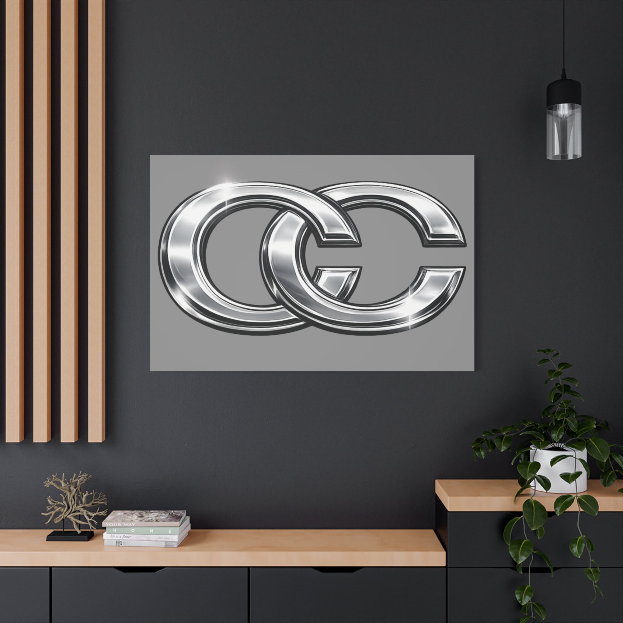 Tableaux sur toile pour l'automobile – Logo chromé mat | Décoration de voiture JDM