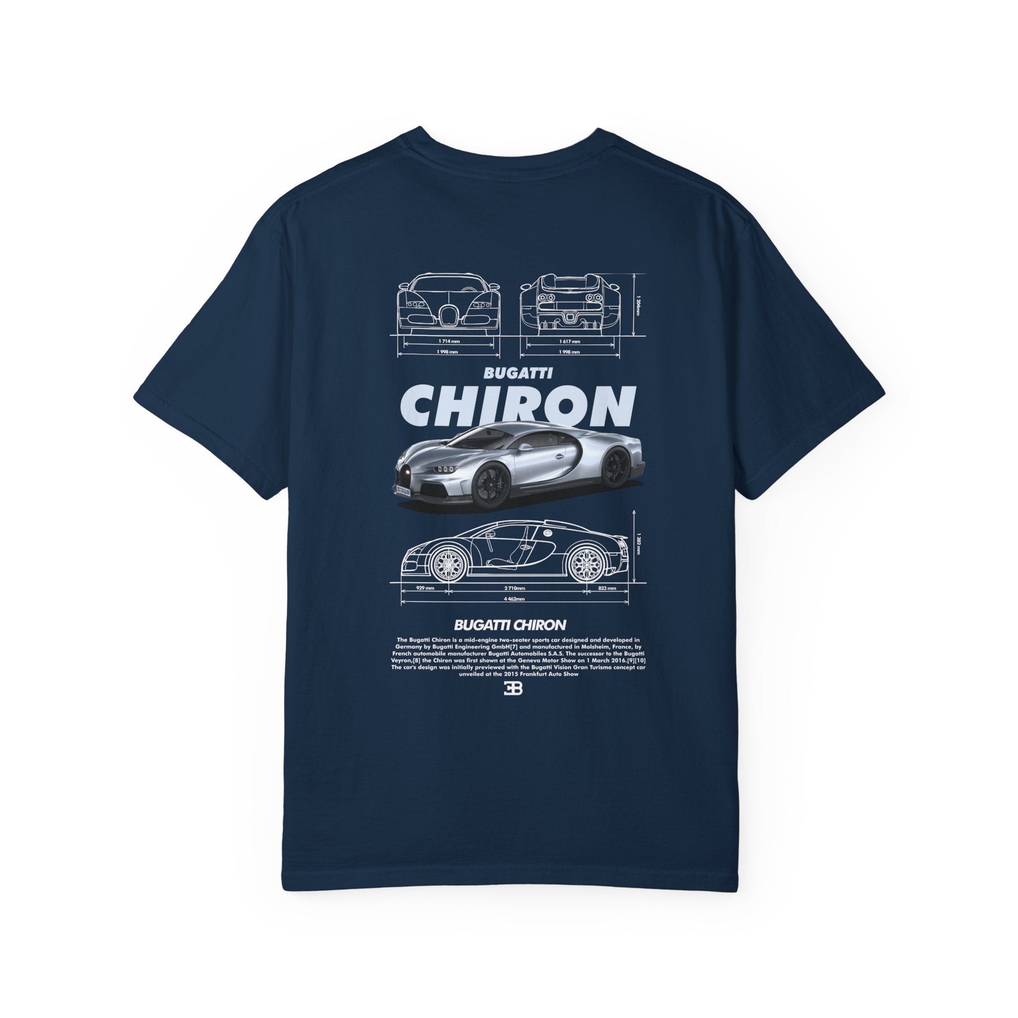 Bugatti Chiron Graphic T-Shirt — Supercar Blueprint Back Print