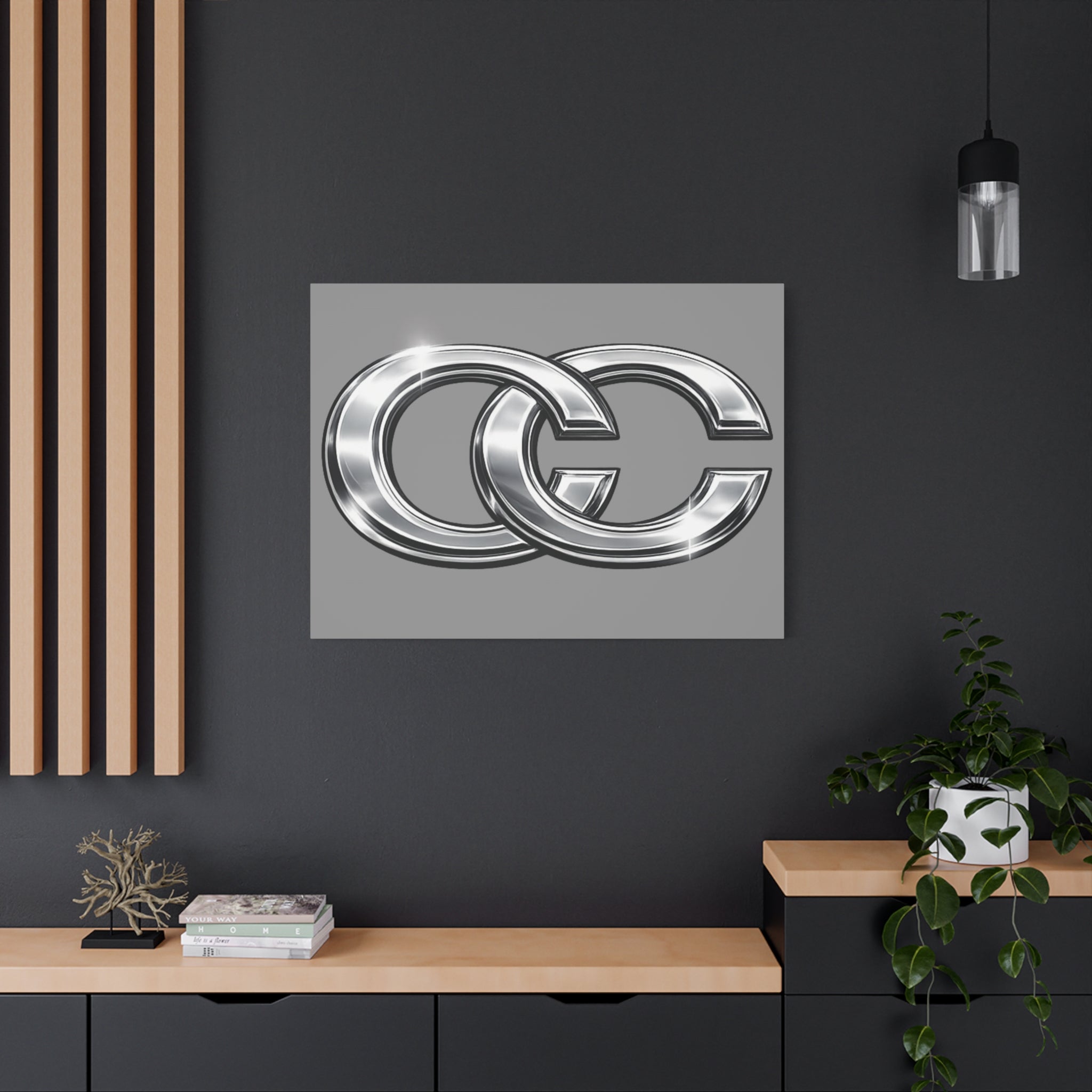 Tableaux sur toile pour l'automobile – Logo chromé mat | Décoration de voiture JDM